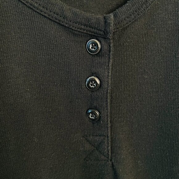 Toad&Co Black Piru Ribbed Stretchy Henley Side Slit Pocket Midi Tank Dress | Med - Picture 3 of 7